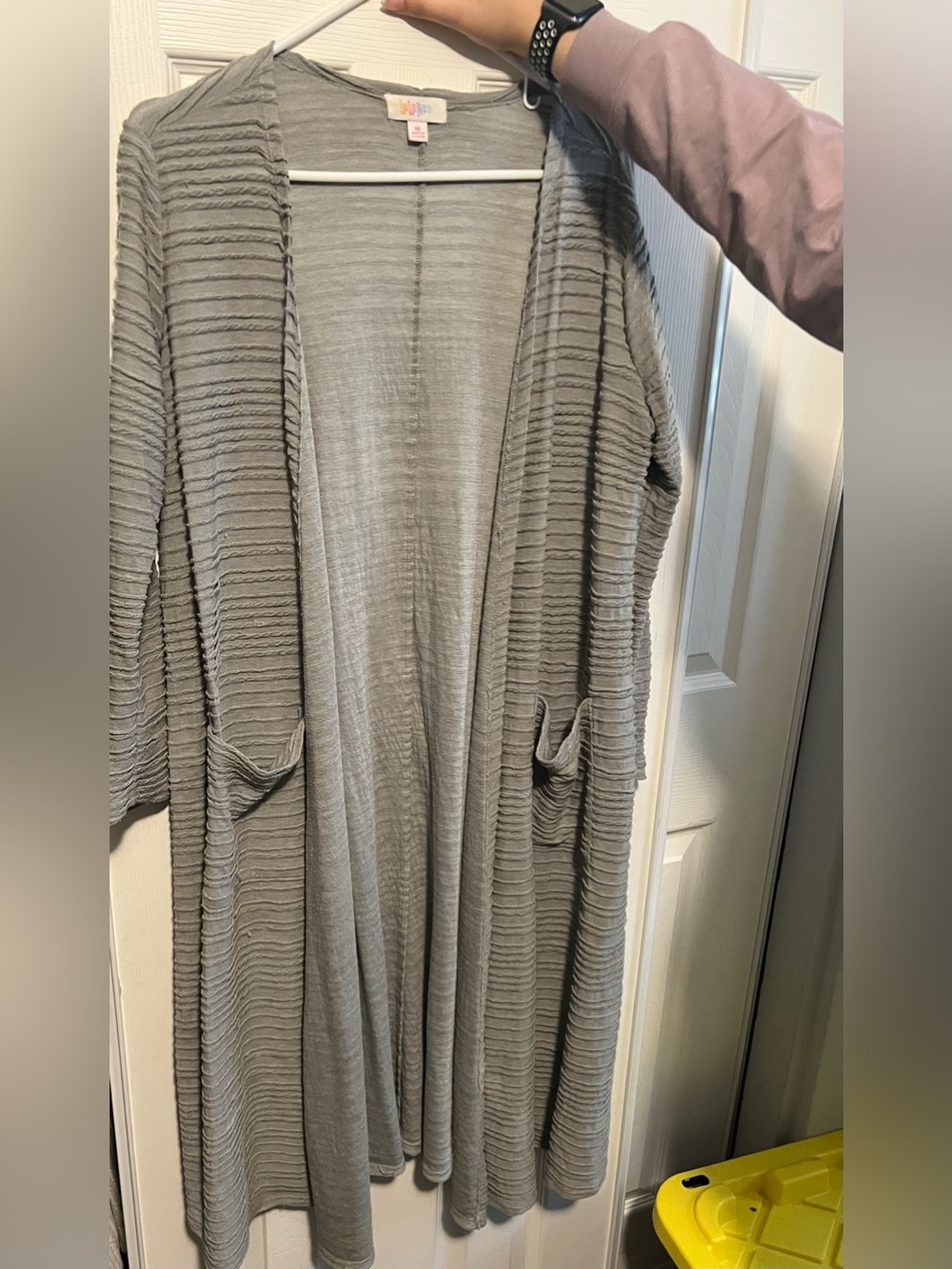 LuLaRoe Long Open Cardigan in Light Gray